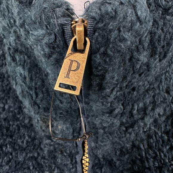 Pendleton Womens Large Navy/Green Plaid Full Zip Fuzzy Teddy Jacket Cozy Zip-Up - Picture 8 of 13